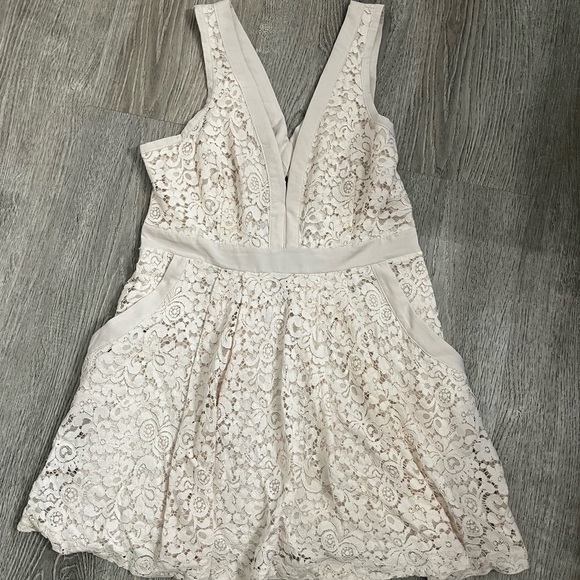 Free People | Dresses | Free People Mini Babydoll Lace Dress Cream Color M  | Poshmark